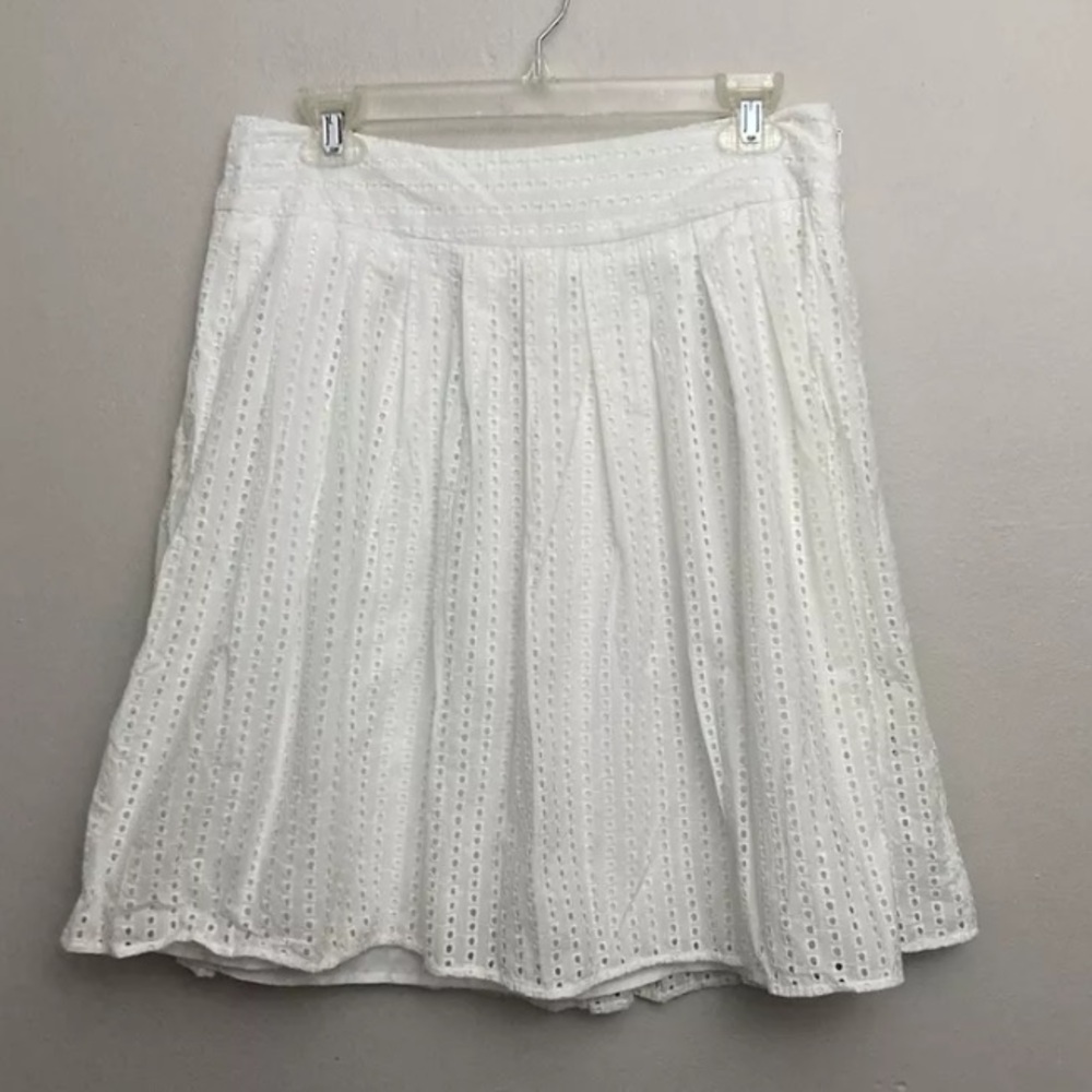 5-30 Liz Claiborne White Skirt Cotton Eyelet 10p 10 Petite